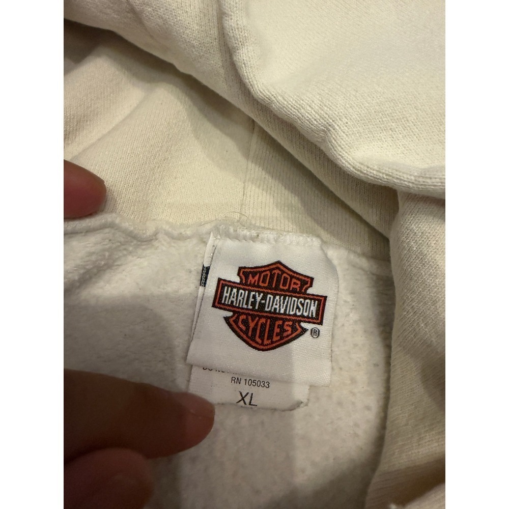 Harley-Davidson Hoodie Mens XL Cream Biggs San Marcos CA 2006 Graphic Pullover - Picture 3 of 6